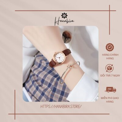 Đồng hồ thạch anh mặt số Mini sành điệu dành cho nữ - Dây da thông thường Phụ kiện thời trang