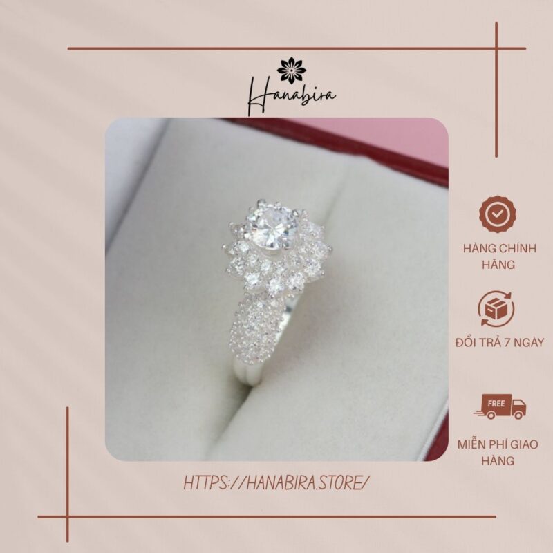 Những mẫu nhẫn nữ đẹp nhất- nhẫn bông tuyết bạc mảnh