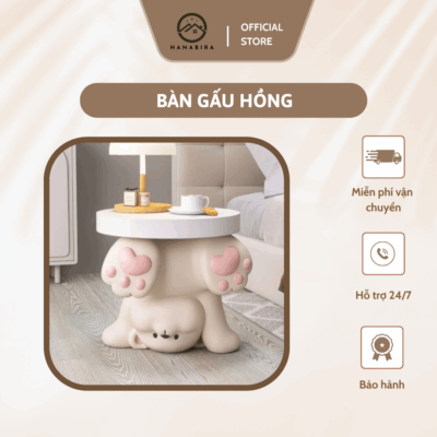 Bàn Trang Trí Phòng Khách Chú Gấu Dễ Thương Màu Hồng