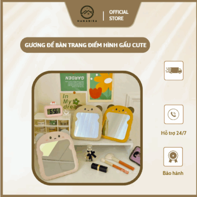 Gương để bàn hình gấu cute – nhỏ gọn, tiện lợi, siêu xinh!