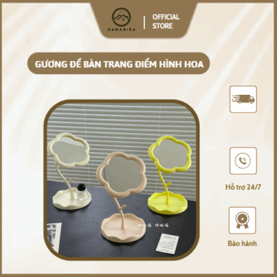 GƯƠNG ĐỂ BÀN TRANG ĐIỂM HÌNH HOA – TỎA SÁNG GÓC BÀN, NÂNG TẦM NHAN SẮC