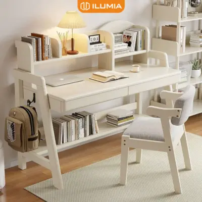 bàn học đôi kèm giá sách